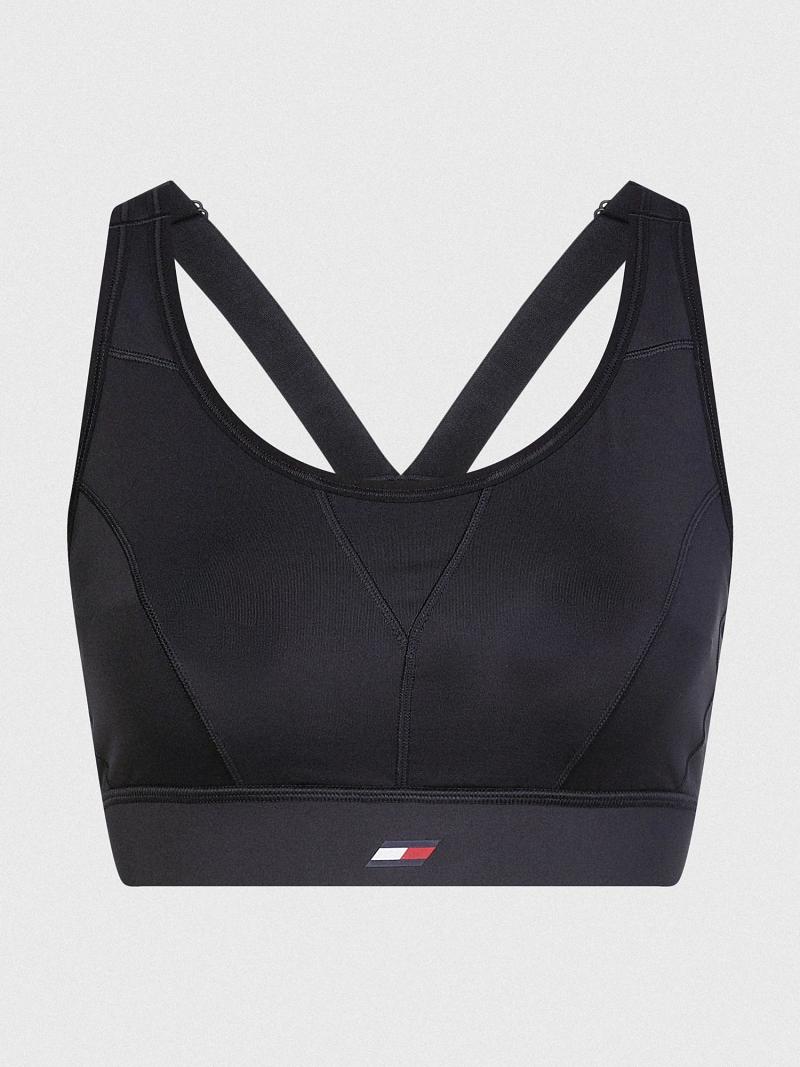 Női Tommy Hilfiger Racerback Sports Melltartók Fekete | HU 532QMA